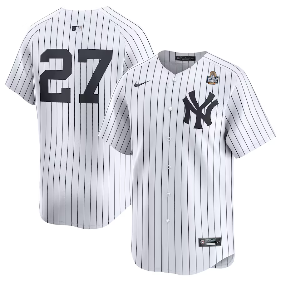 Men's New York Yankees Giancarlo Stanton #27 White 2024 World Series Limited Jersey